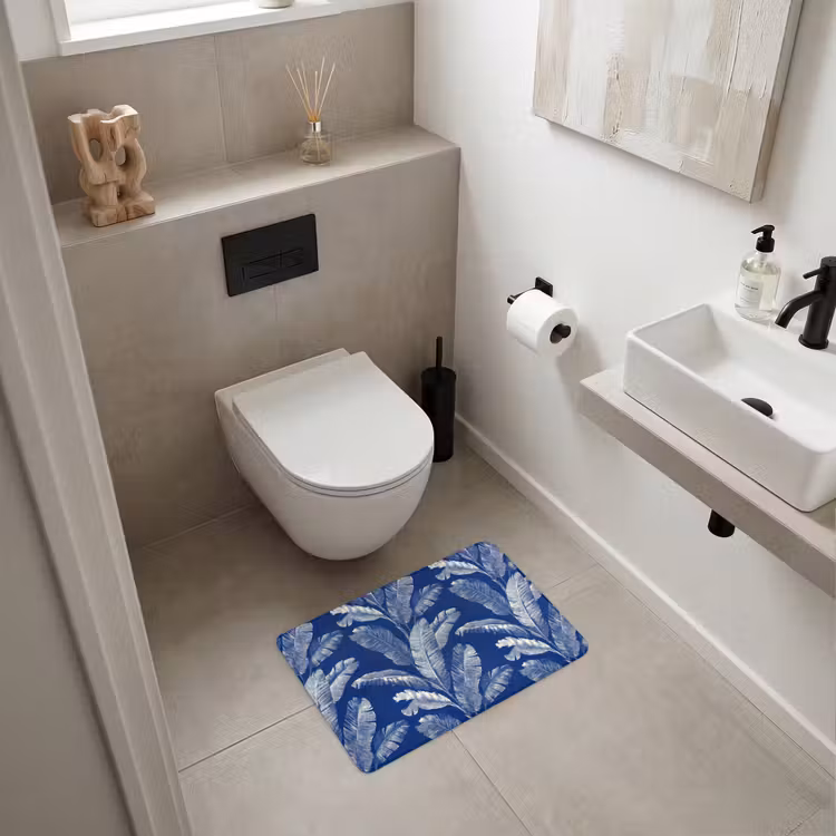 WC Mat - Blad - Palm - Blauw — 6