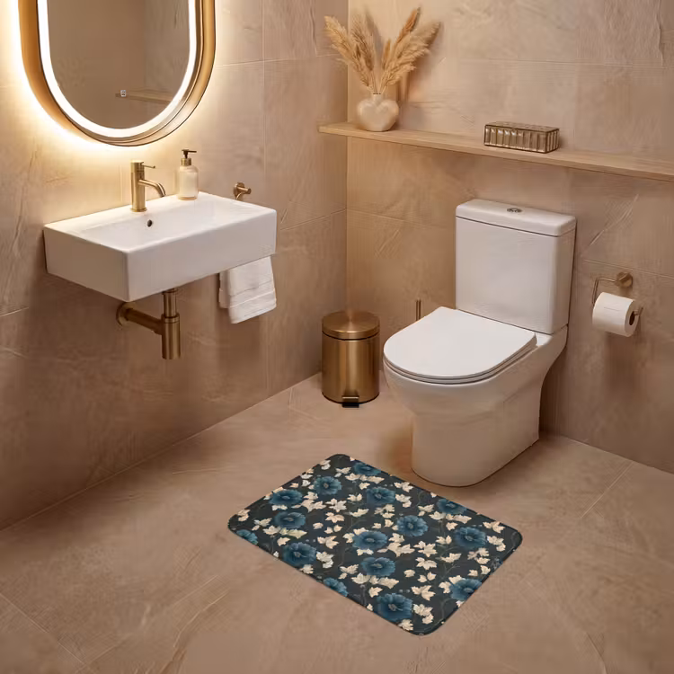 WC Mat - Botanisch - Bloemen - Blauw — 4
