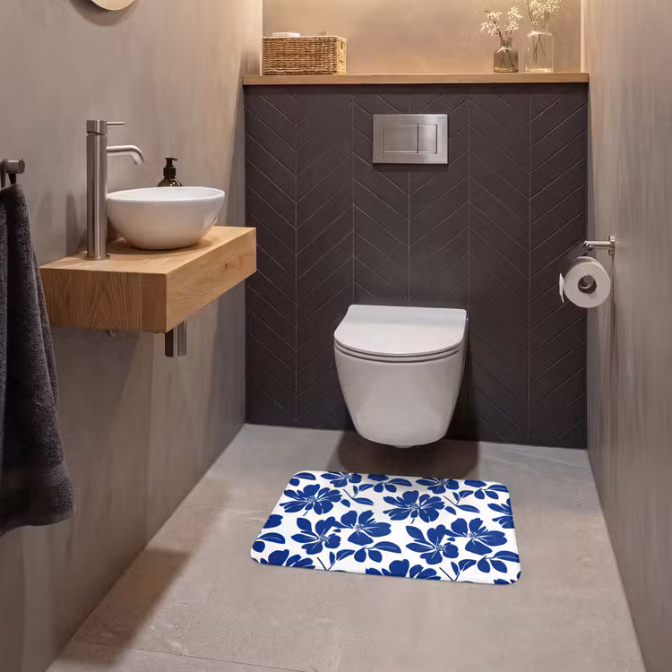 WC Mat - Floraal - Modern - Blauw — 2