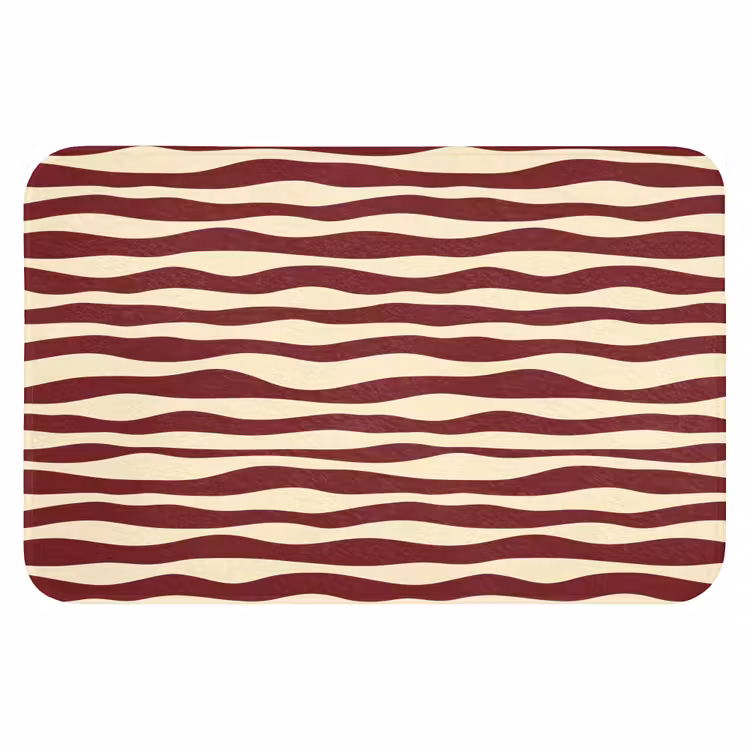 WC Mat - Golven - Rood - Patroon - Crème — 1