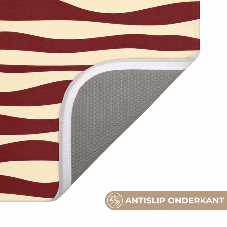 WC Mat - Golven - Rood - Patroon - Crème — 3