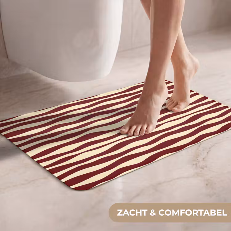 WC Mat - Golven - Rood - Patroon - Crème — 7