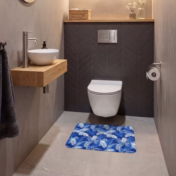 WC Mat - Palmblad - Patroon - Blauw — 2