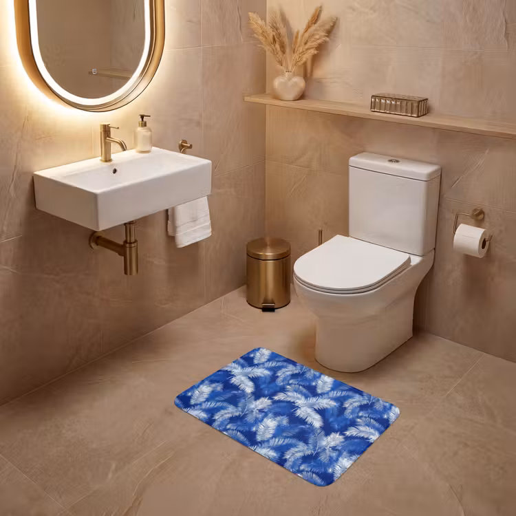 WC Mat - Palmblad - Patroon - Blauw — 4