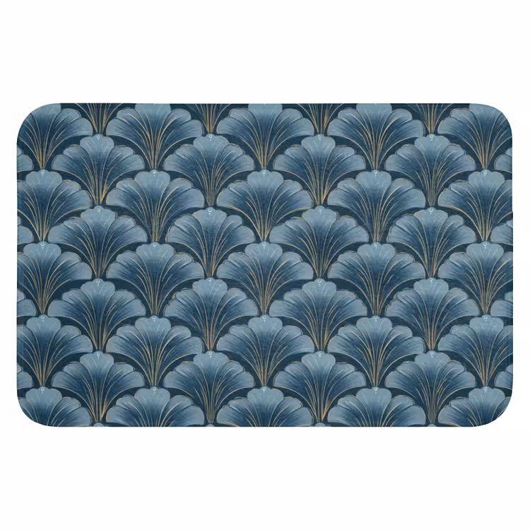 WC Mat - Patroon - Ginkgoblad - Blauw — 1