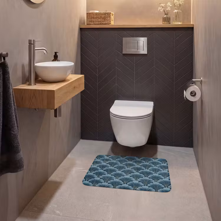 WC Mat - Patroon - Ginkgoblad - Blauw — 2