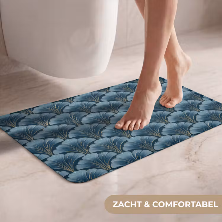 WC Mat - Patroon - Ginkgoblad - Blauw — 7