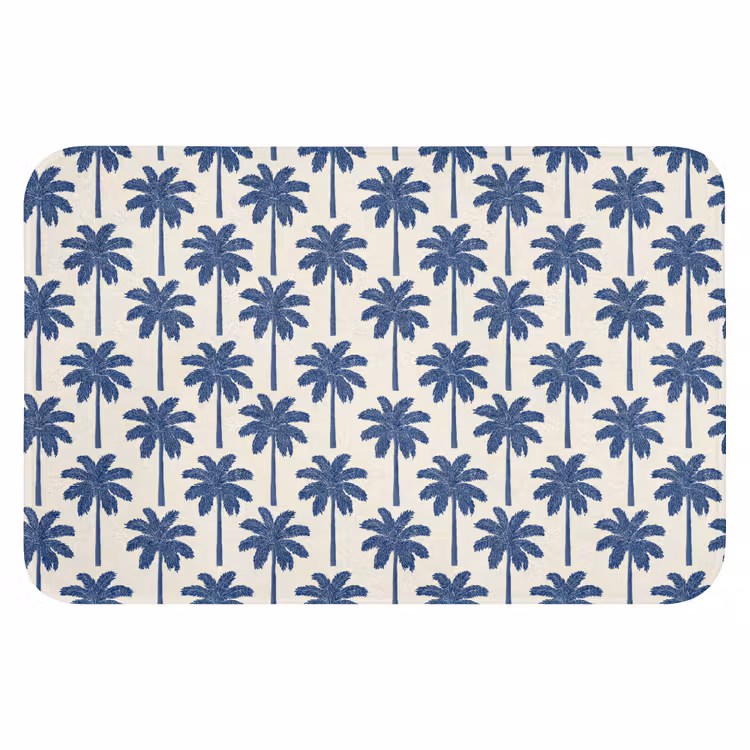 WC Mat - Symmetrisch - Palm - Blauw — 1