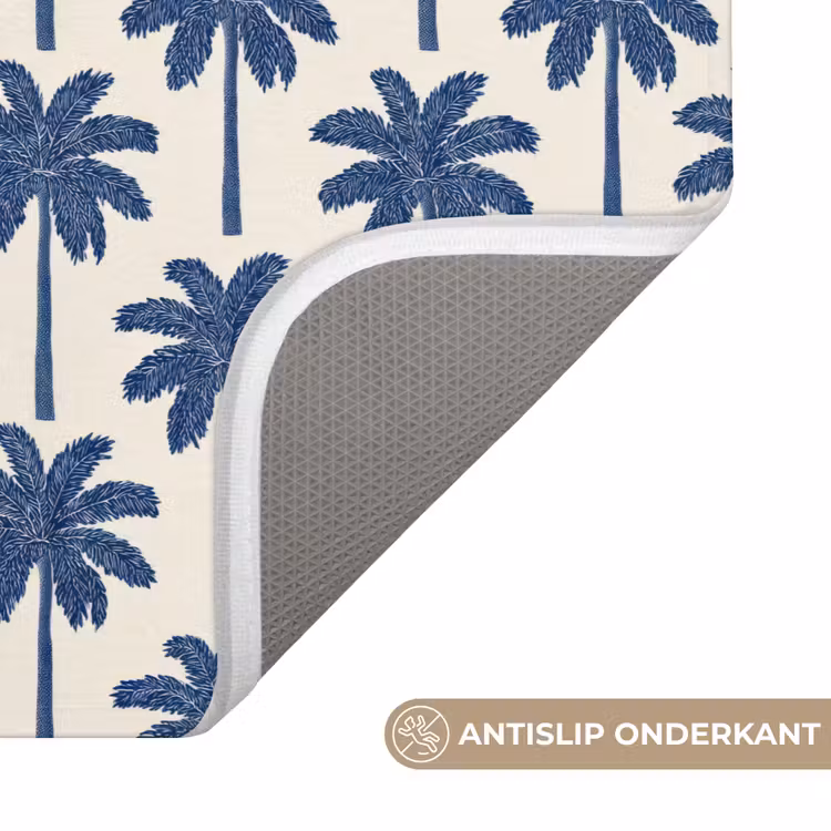 WC Mat - Symmetrisch - Palm - Blauw — 3