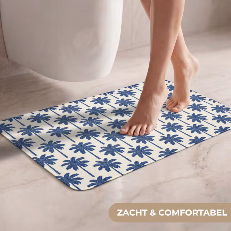 WC Mat - Symmetrisch - Palm - Blauw — 7