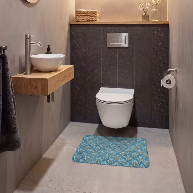WC Mat - Symmetrisch - Patroon - Blauw — 2