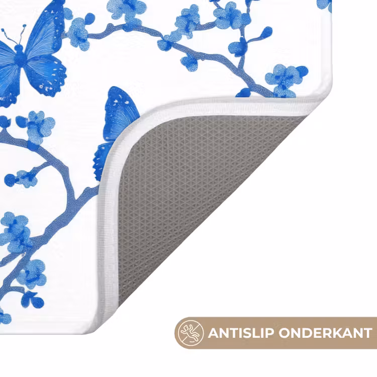 WC Mat - Vlinder - Bloemen - Blauw — 3