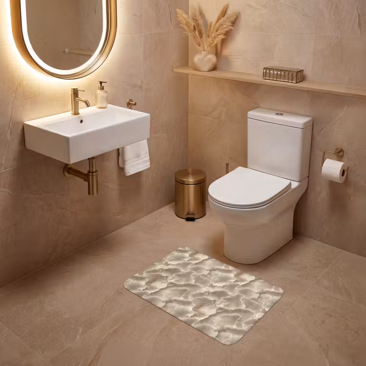 WC Mat - Waaierstructuren - Beige - Vezeltextuur — 4