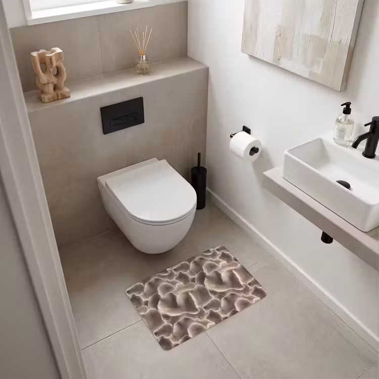 WC Mat - Waaiervorm - Beige - Vezel textuur — 6