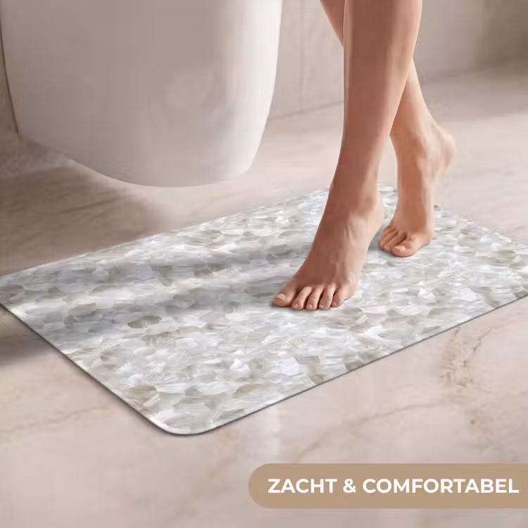 WC Mat - Wit - Penseelstreken - Reliëfeffect — 7