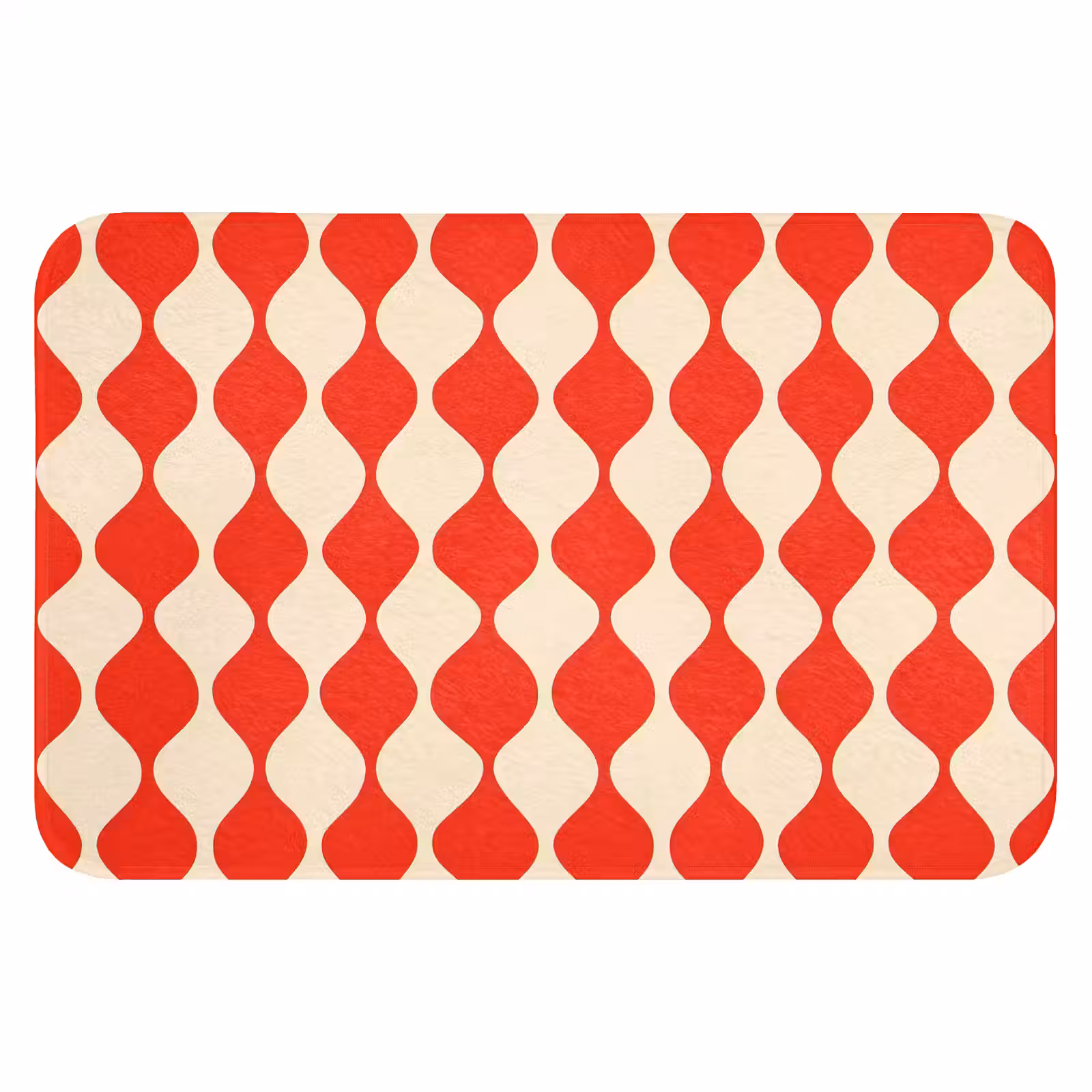 WC Mat - Golvend patroon - Retro - Rood - Beige — 1