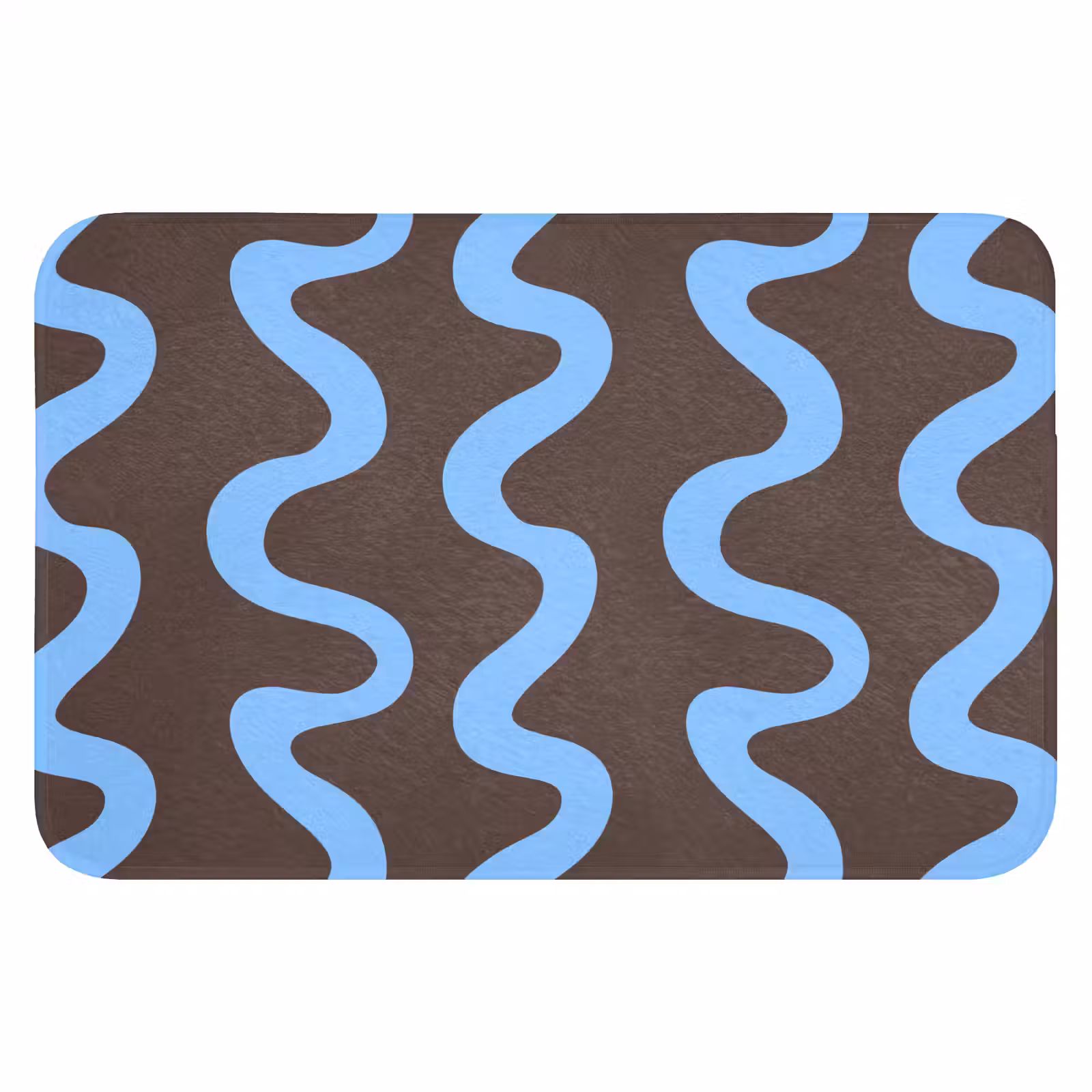 WC Mat - Kronkelende lijnen - Blauw - Bruin - Minimalistisch — 1
