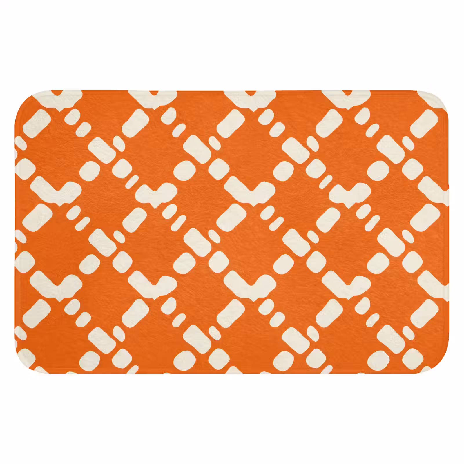 WC Mat - Oranje - Ruitpatroon - Wit — 1