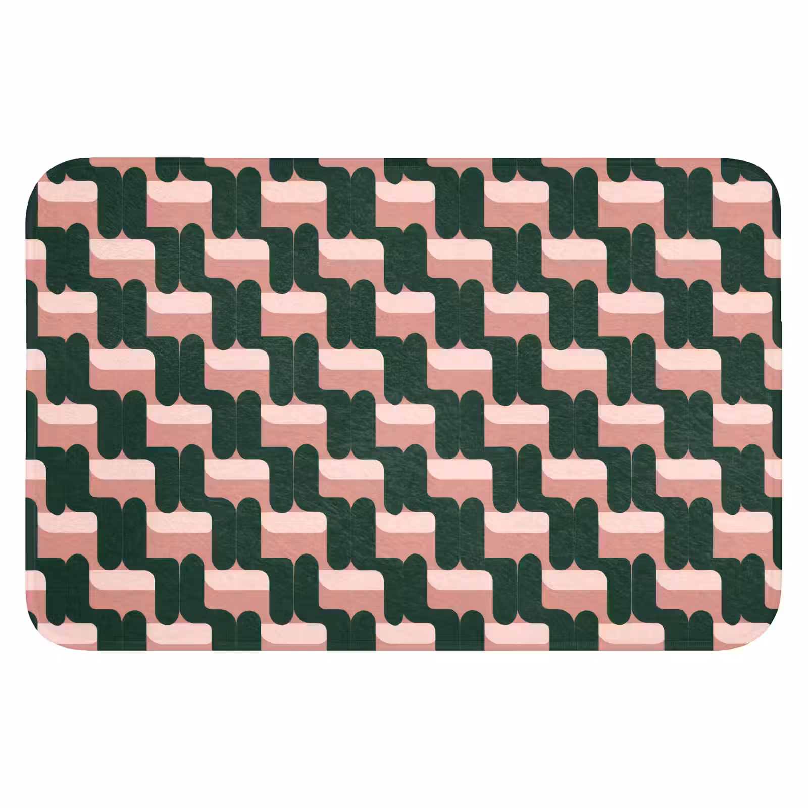 WC Mat - Vlechtpatroon - Groen - Roze - Geometrisch — 1