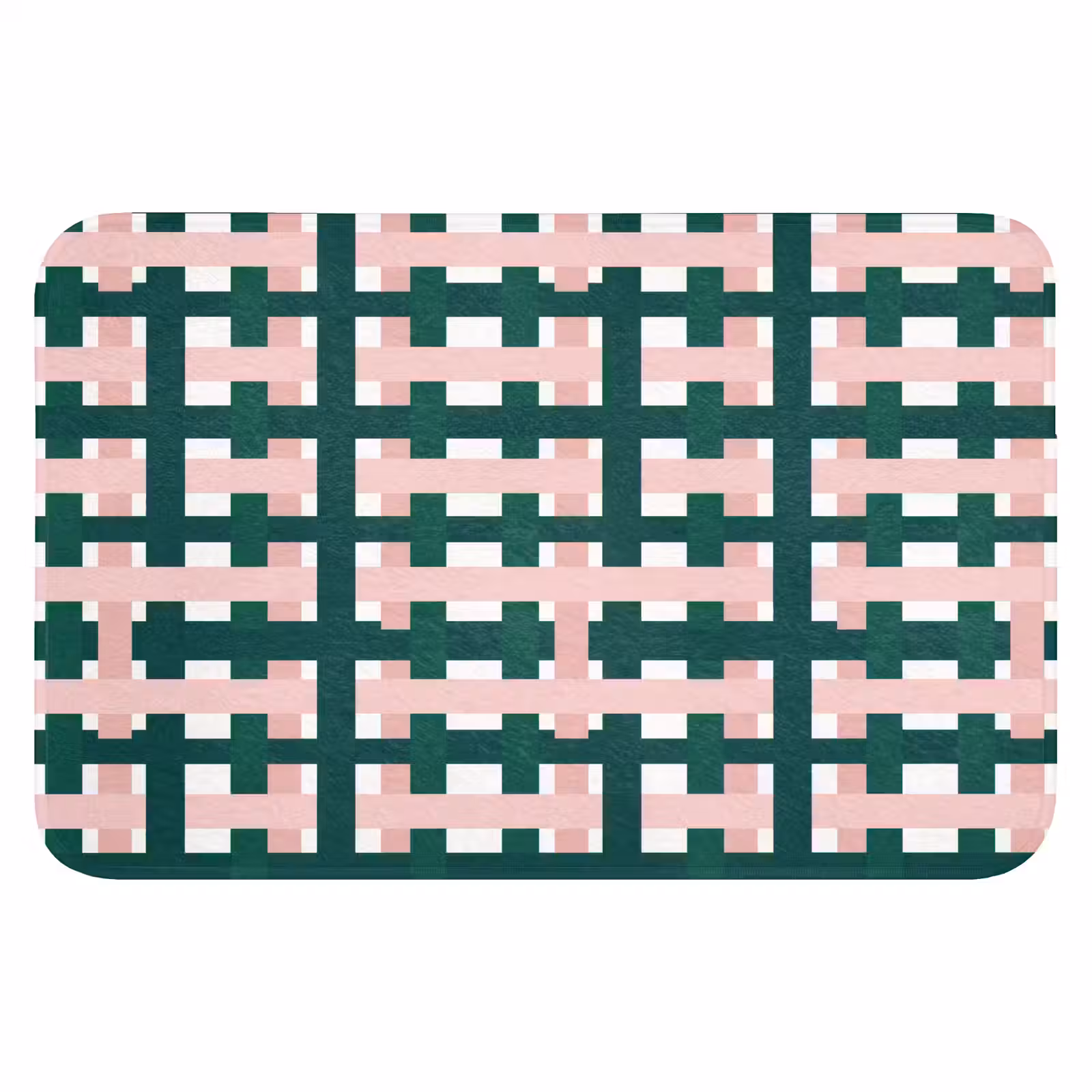 WC Mat - Vlechtpatroon - Groen - Roze - Grafisch — 1