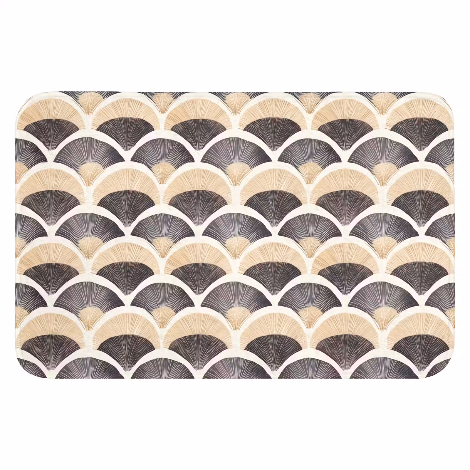 WC Mat - Waaier - Patroon - Zwart - Beige — 1