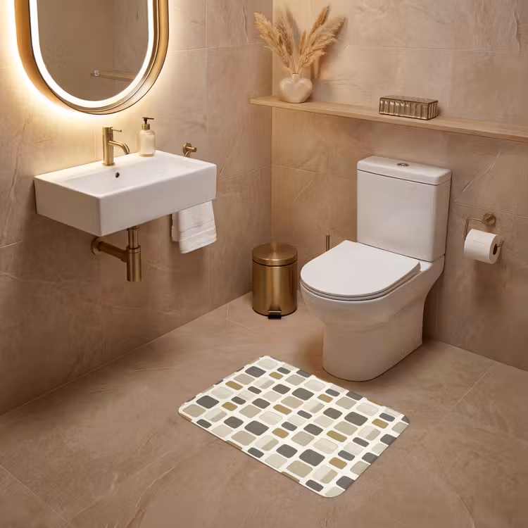 WC Mat - Blokken - Vintage - Grijs — 4