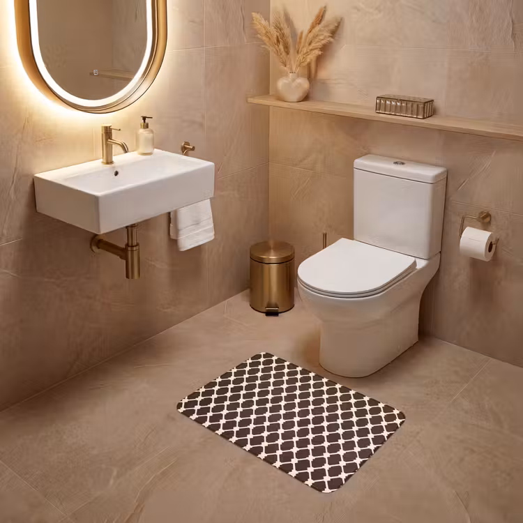 WC Mat - Bruin - Ruitpatroon - Geometrisch — 4