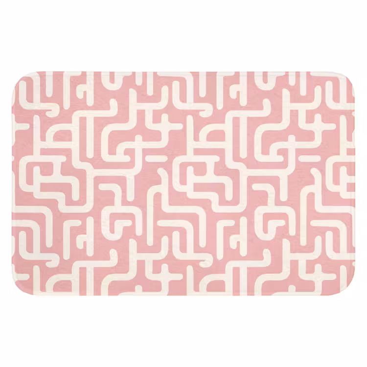 WC Mat - Doolhofpatroon - Roze - Wit - Abstract — 1