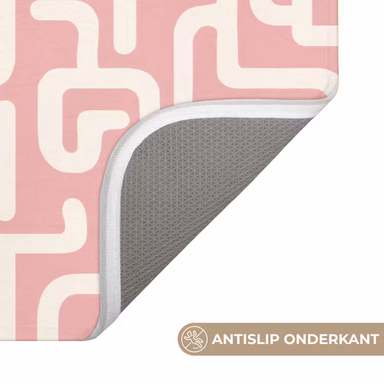 WC Mat - Doolhofpatroon - Roze - Wit - Abstract — 3