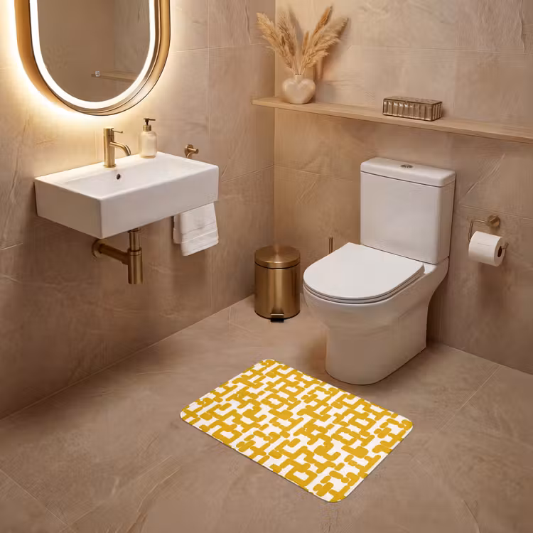 WC Mat - Geel - Beige - Patroon — 4
