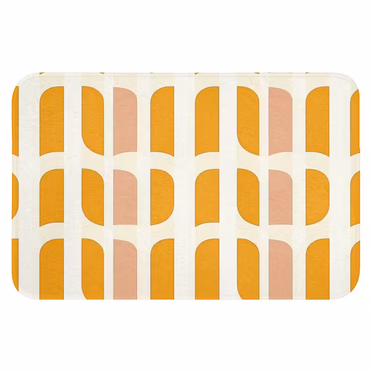 WC Mat - Geometrisch - Patroon - Geel - Roze — 1