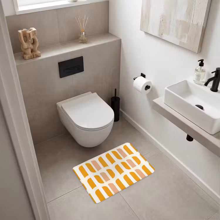 WC Mat - Geometrisch - Patroon - Geel - Roze — 6