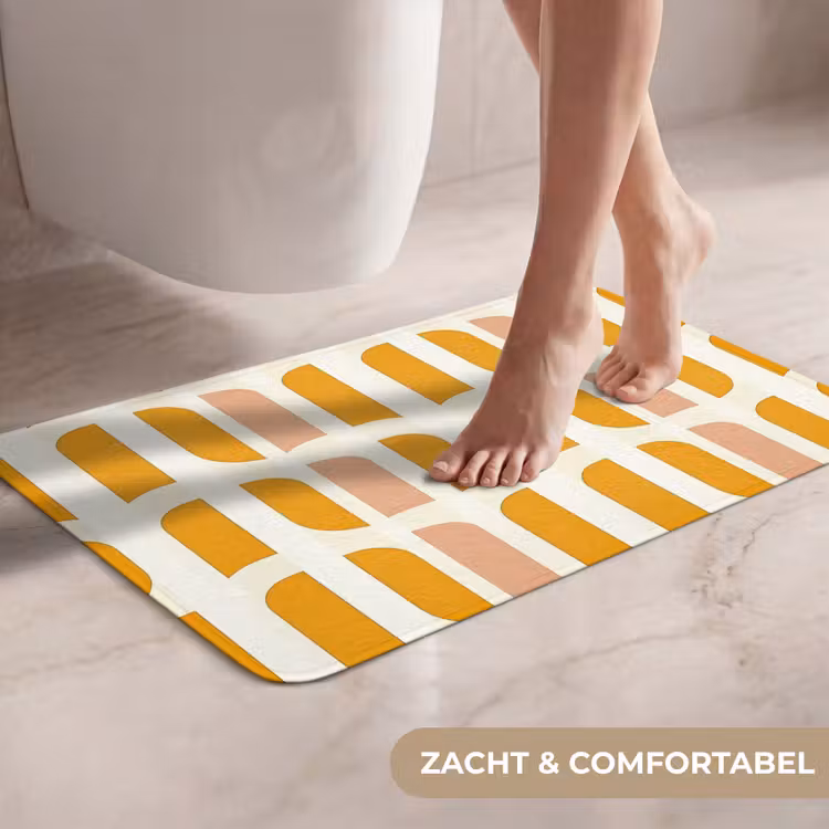WC Mat - Geometrisch - Patroon - Geel - Roze — 7
