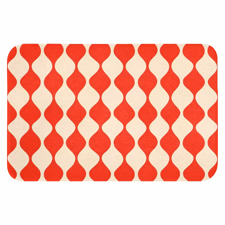 WC Mat - Golvend patroon - Retro - Rood - Beige — 1