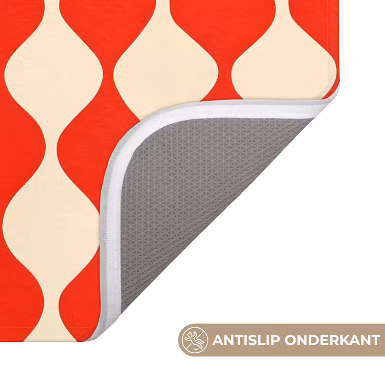 WC Mat - Golvend patroon - Retro - Rood - Beige — 3
