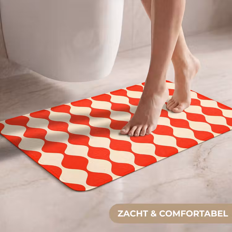 WC Mat - Golvend patroon - Retro - Rood - Beige — 7