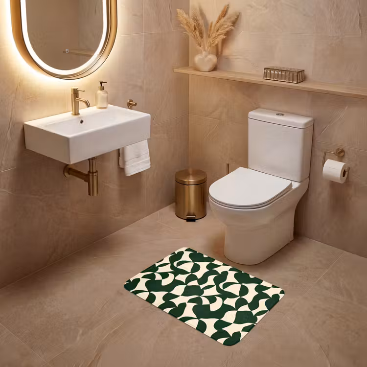 WC Mat - Groen - Organische vlakken - Crème — 4