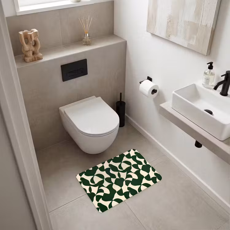 WC Mat - Groen - Organische vlakken - Crème — 6