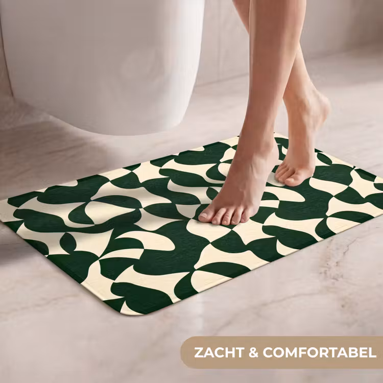 WC Mat - Groen - Organische vlakken - Crème — 7