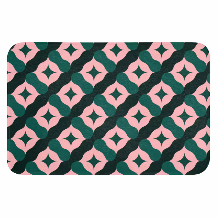 WC Mat - Groen - Roze - Retro - Sterren — 1