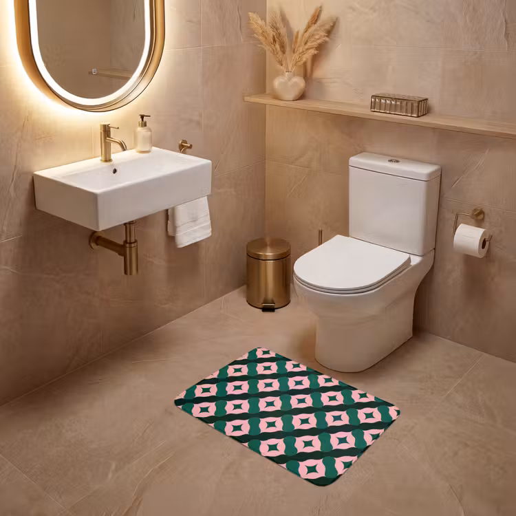 WC Mat - Groen - Roze - Retro - Sterren — 4