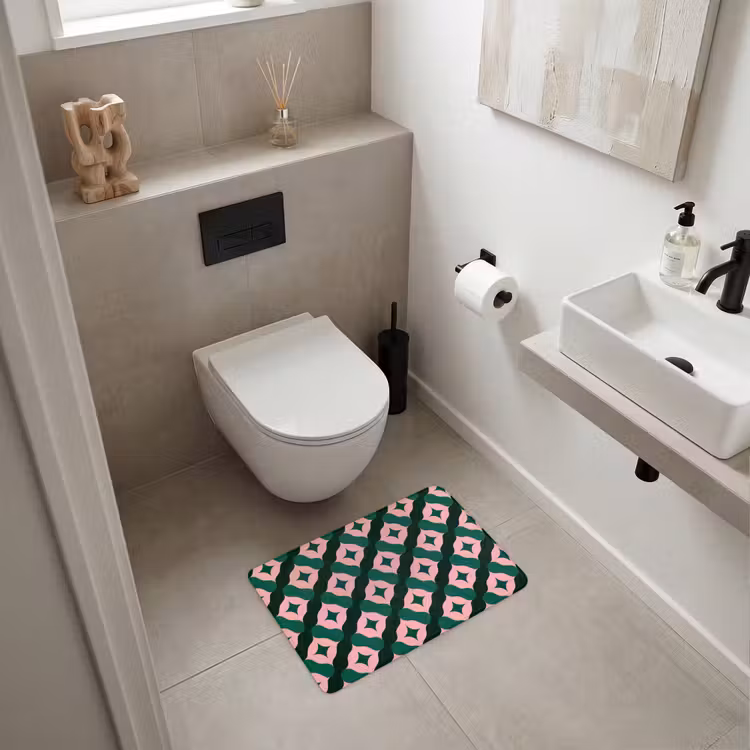 WC Mat - Groen - Roze - Retro - Sterren — 6