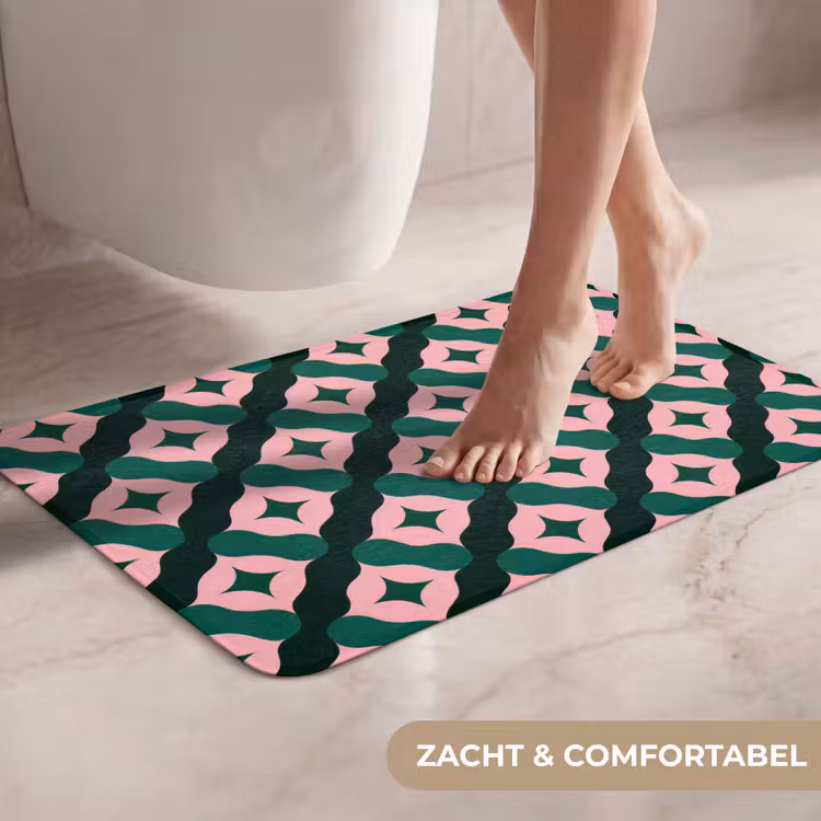 WC Mat - Groen - Roze - Retro - Sterren — 7