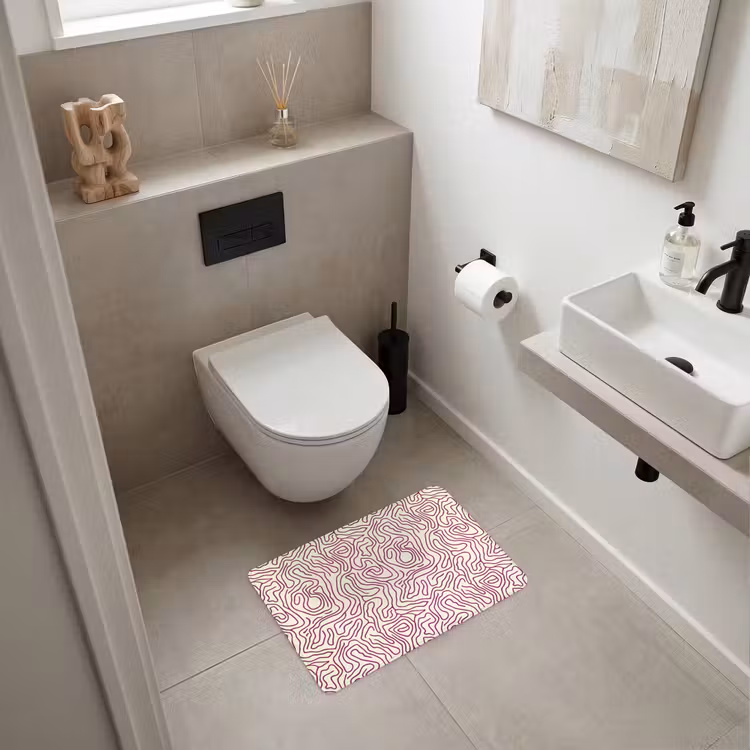 WC Mat - Kronkelende lijn - Magenta - Crème — 6