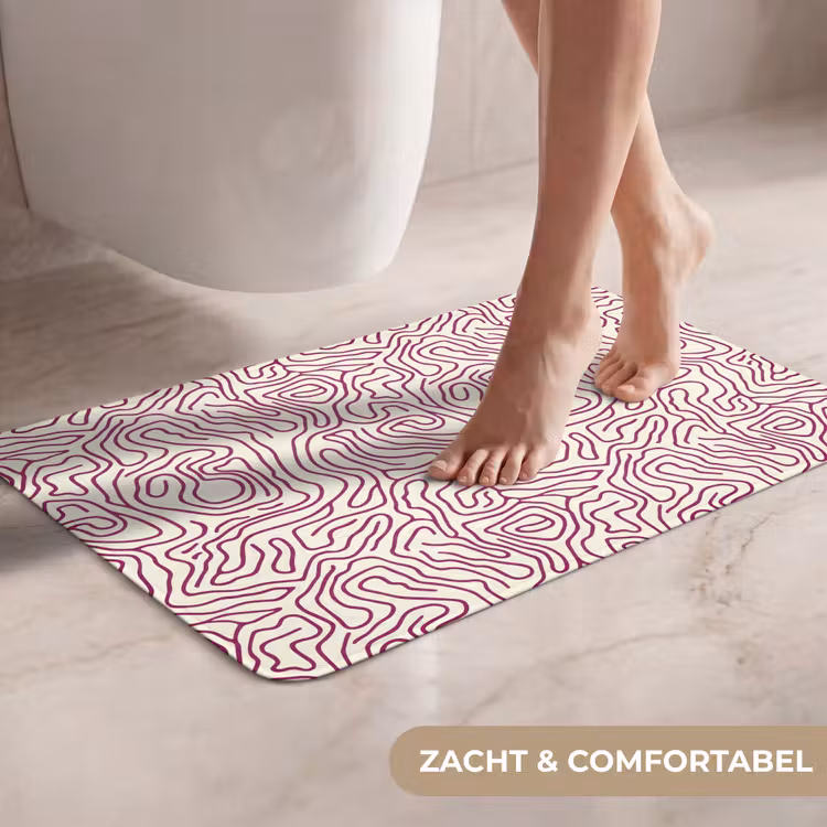 WC Mat - Kronkelende lijn - Magenta - Crème — 7