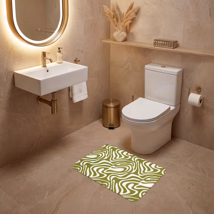 WC Mat - Lijnpatroon - Groen - Organisch — 4