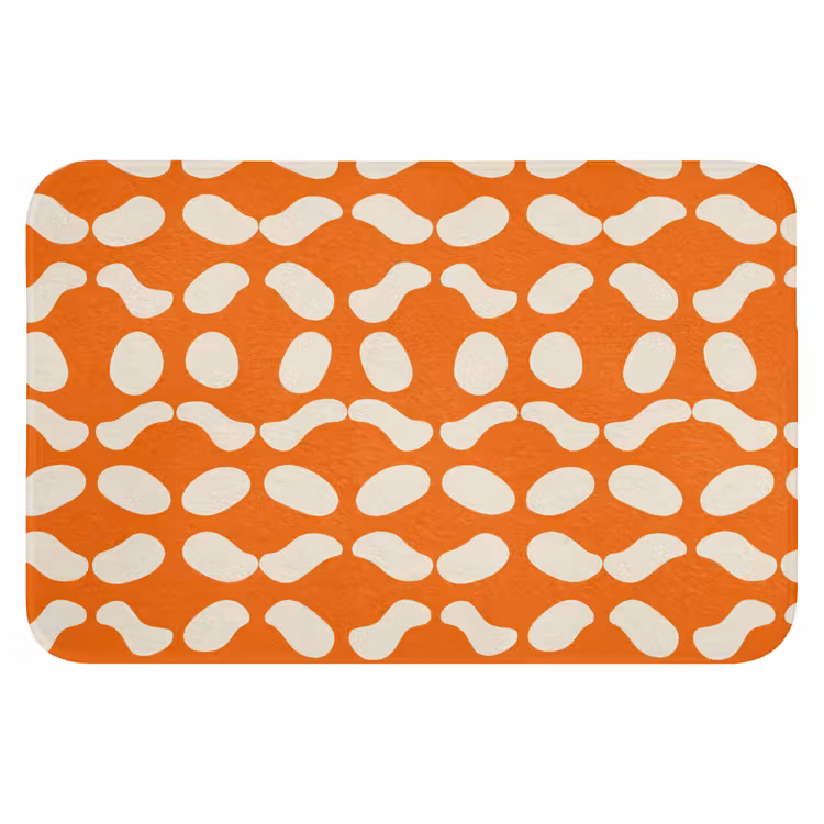 WC Mat - Oranje - Organische vormen - Wit — 1