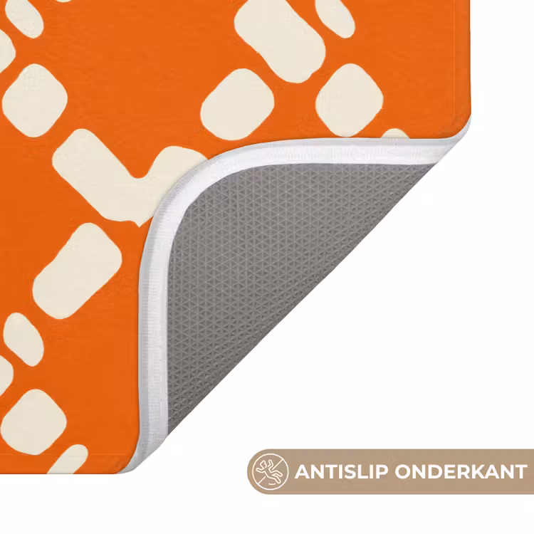 WC Mat - Oranje - Ruitpatroon - Wit — 3