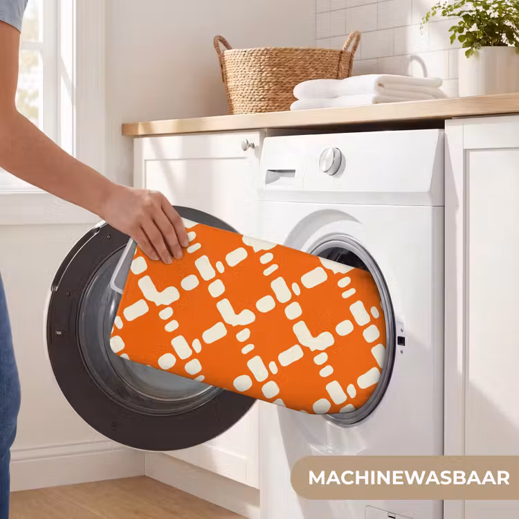 WC Mat - Oranje - Ruitpatroon - Wit — 5