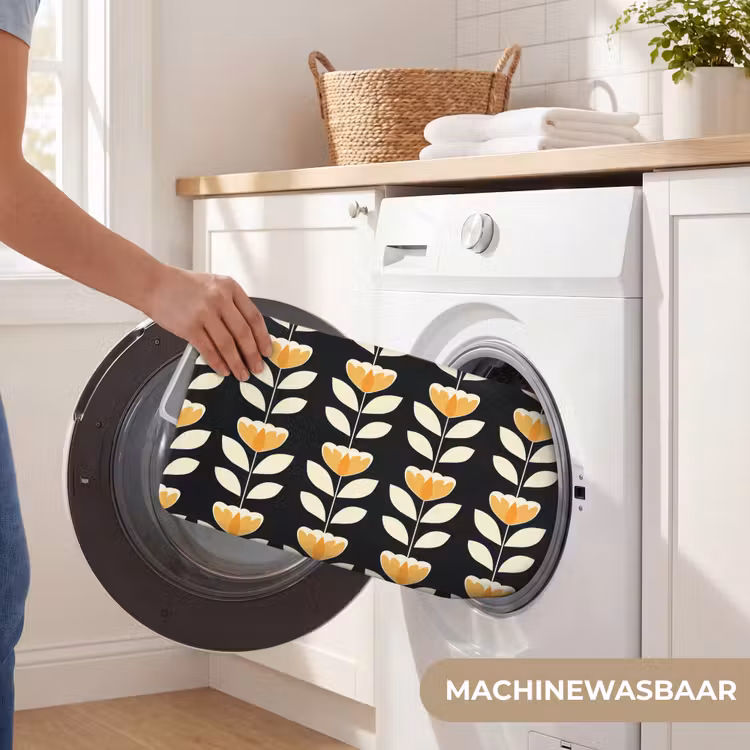 WC Mat - Retro - Bloem - Zwart - Okergeel — 5